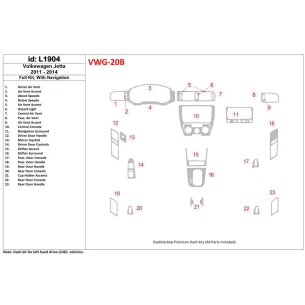 Volkswagen Jetta 2011-UP Full Set, With NAVI Interior BD Dash Trim Kit 2