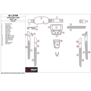 Volkswagen Jetta 2015-UP Full Set Interior BD Dash Trim Kit 2