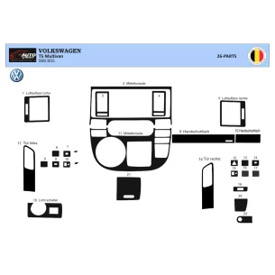 Volkswagen Multivan 2003-2010 3D Interior Dashboard Trim Kit Dash Trim Dekor 26-Parts 2