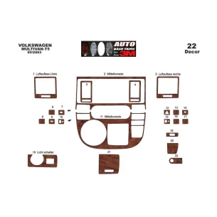 Volkswagen Multivan T5 08.03-08.09 3D Interior Dashboard Trim Kit Dash Trim Dekor 22-Parts 2