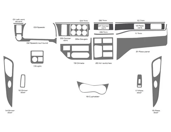 Peterbilt 579 Truck - Year 2022 Interior Cabin Style Full Dash trim kit - 1 - Interior Dash Trim Kit