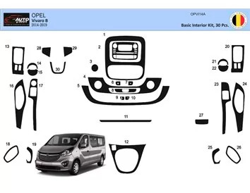 Opel Vivaro 01.2015 3D Interior Dashboard Trim Kit Dash Trim Dekor 30-Parts - 1 - Interior Dash Trim Kit