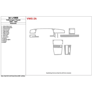 Volkswagen Passat 1995-1997 Automatic Gearbox, 11 Parts set Interior BD Dash Trim Kit 2