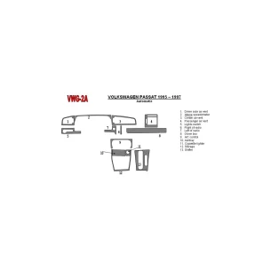 Volkswagen Passat 1995-1997 Automatic Gearbox, 11 Parts set Interior BD Dash Trim Kit