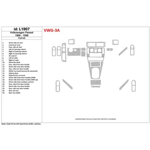 Volkswagen Passat 1998-1999 Full Set, 24 Parts set Interior BD Dash Trim Kit 2