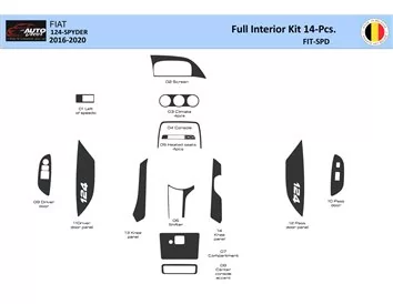 Fiat 124 Spyder 2012-2020 Interior WHZ Dashboard trim kit 14 Parts - 1 - Interior Dash Trim Kit