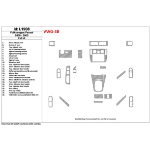 Volkswagen Passat 2000-2005 Full Set, 24 Parts set Interior BD Dash Trim Kit 2