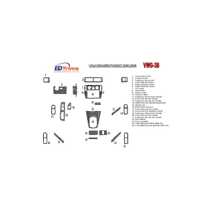Volkswagen Passat 2000-2005 Full Set, 24 Parts set Interior BD Dash Trim Kit