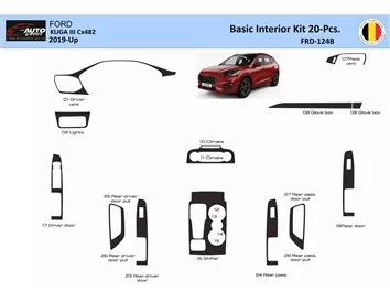 Ford Kuga III 2019-Up Interior WHZ Dashboard trim kit 20 Parts - 1 - Interior Dash Trim Kit