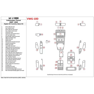 Volkswagen Passat 2006-2009 Automatic AC, Basic Set Interior BD Dash Trim Kit 2