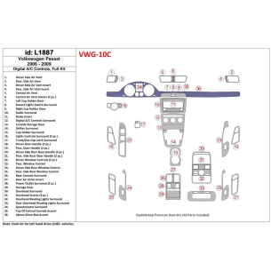 Volkswagen Passat 2006-2009 Full Set, Automatic AC Control Interior BD Dash Trim Kit 2