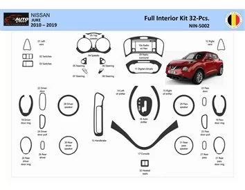 Nissan Juke 2011-2017 3D Interior Dashboard Trim Kit Dash Trim Dekor 32-Parts - 1 - Interior Dash Trim Kit