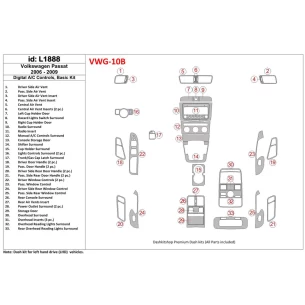 Volkswagen Passat 2006-2009 Manual Gearbox AC Controls, Basic Set Interior BD Dash Trim Kit 2