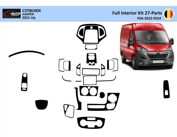Citroen Jumper 2021 3D Interior Dashboard Trim Kit Dash Trim Dekor 27-Parts - 1 - Interior Dash Trim Kit