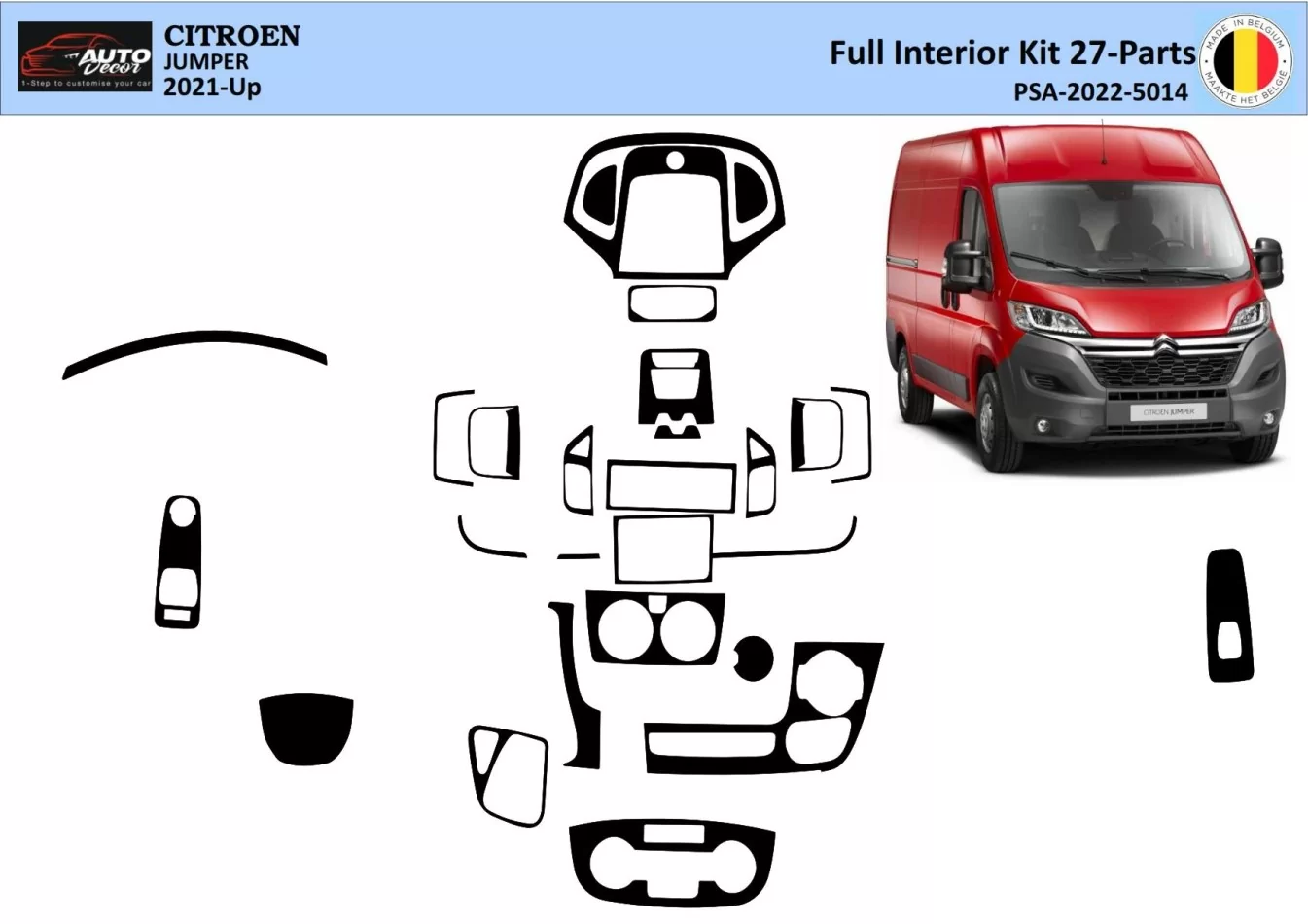 Citroen Jumper 2021 3D Interior Dashboard Trim Kit Dash Trim Dekor 27-Parts - 1 - Interior Dash Trim Kit