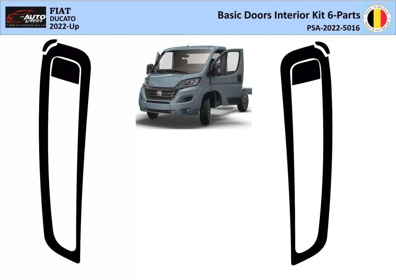 Fiat Ducato 2022 3D Doors Interior Dashboard Trim Kit Dash Trim Dekor 6-Parts - 1 - Interior Dash Trim Kit