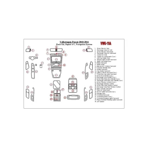 Volkswagen Passat 2010-UP Basic Set, Automatic A/C, Navigation system Interior BD Dash Trim Kit