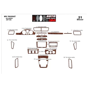 Volkswagen Passat B6 02.05 09.10 3D Interior Dashboard Trim Kit Dash Trim Dekor 18-Parts 2
