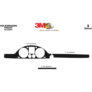 Volkswagen Passat B6 Tacho 02.05 09.10 3D Interior Dashboard Trim Kit Dash Trim Dekor 3-Parts 2