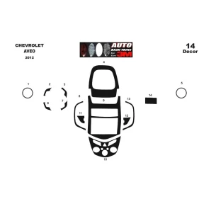 Chevrolet Aveo 2012 3D Interior Dashboard Trim Kit Dash Trim Dekor 14-Parts 2