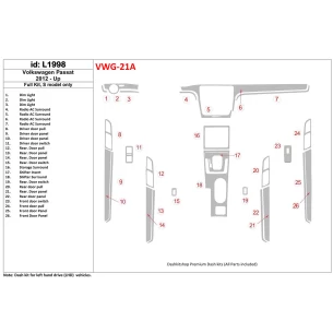 Volkswagen Passat B7 2012-UP S Model Interior BD Dash Trim Kit 2