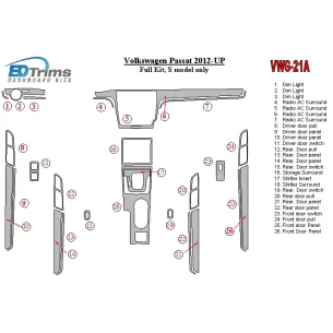 Volkswagen Passat B7 2012-UP S Model Interior BD Dash Trim Kit