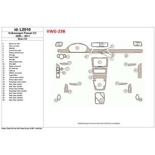 Volkswagen Passat CC 2009-2011 Basic Set Interior BD Dash Trim Kit 2