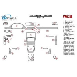 Volkswagen Passat CC 2009-2011 Basic Set Interior BD Dash Trim Kit