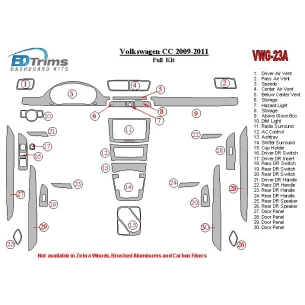 Volkswagen Passat CC 2009-2011 Full Set Interior BD Dash Trim Kit