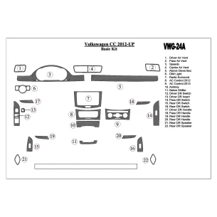 Volkswagen Passat CC 2012-UP Basic Set Interior BD Dash Trim Kit