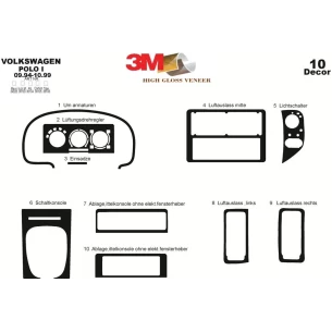 Volkswagen Polo 6N 09.94-09.99 3D Interior Dashboard Trim Kit Dash Trim Dekor 10-Parts 2
