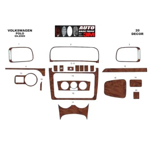 Volkswagen Polo V 6R 09.2009 3D Interior Dashboard Trim Kit Dash Trim Dekor 14-Parts 2