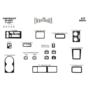 Chevrolet Blazer 01.1995 3D Interior Dashboard Trim Kit Dash Trim Dekor 17-Parts 2