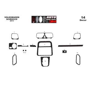 Volkswagen Scirocco 01.2013 3D Interior Dashboard Trim Kit Dash Trim Dekor 16-Parts 2