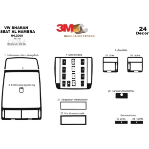 Volkswagen Sharan 04.00-12.09 3D Interior Dashboard Trim Kit Dash Trim Dekor 24-Parts 2
