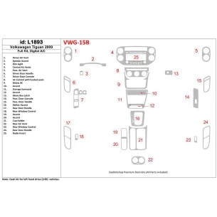 Volkswagen Tiguan 2009-2009 Full Set, Automatic AC Interior BD Dash Trim Kit 2