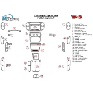 Volkswagen Tiguan 2009-2009 Full Set, Automatic AC Interior BD Dash Trim Kit