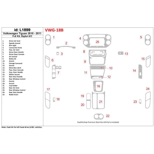 Volkswagen Tiguan 2010-UP Full Set, Automatic AC Control Interior BD Dash Trim Kit 2