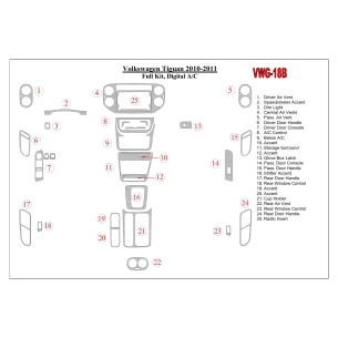 Volkswagen Tiguan 2010-UP Full Set, Automatic AC Control Interior BD Dash Trim Kit