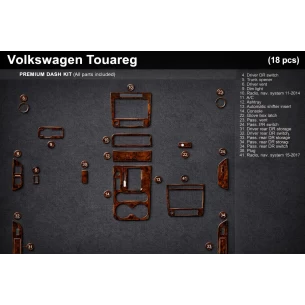Volkswagen Touareg 2011-2017 3D Interior Dashboard Trim Kit Dash Trim Dekor 35-Parts
