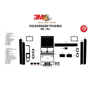 Volkswagen Toureg 09.2010 3D Interior Dashboard Trim Kit Dash Trim Dekor 24-Parts