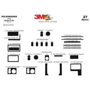 Volkswagen Transporter T4 09.90-12.95 3D Interior Dashboard Trim Kit Dash Trim Dekor 27-Parts 2