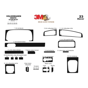 Volkswagen Vento 04.95-09.97 3D Interior Dashboard Trim Kit Dash Trim Dekor 23-Parts 2