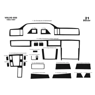 Volvo 850 09.93-02.97 3D Interior Dashboard Trim Kit Dash Trim Dekor 21-Parts 2