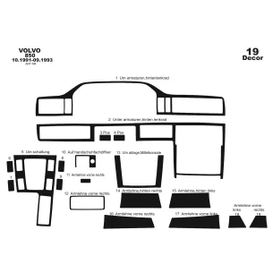 Volvo 850 10.91-08.93 3D Interior Dashboard Trim Kit Dash Trim Dekor 19-Parts 2