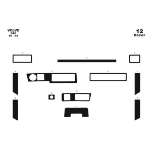 Volvo 940 10.90-04.98 3D Interior Dashboard Trim Kit Dash Trim Dekor 12-Parts 2