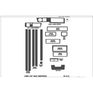 Volvo 940 10.90-04.98 3D Interior Dashboard Trim Kit Dash Trim Dekor 16-Parts 2