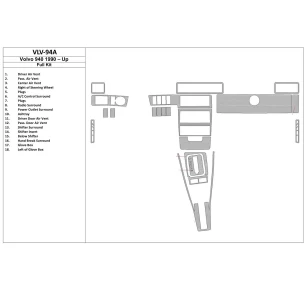 Volvo 940 10.90-04.98 3D Interior Dashboard Trim Kit Dash Trim Dekor 18-Parts