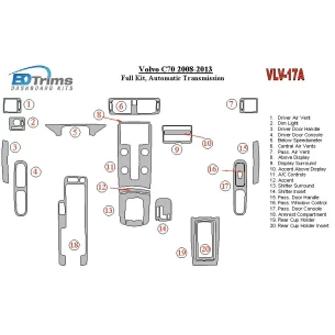 Volvo C70 2011-UP Full Set, Automatic Gear Interior BD Dash Trim Kit 2