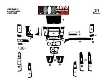 Citroen C-Crosser 2007–2013 3D Interior Dashboard Trim Kit Dash Trim Dekor 31-Parts